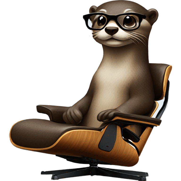 otter with glasses on an eames lounge chair emoji