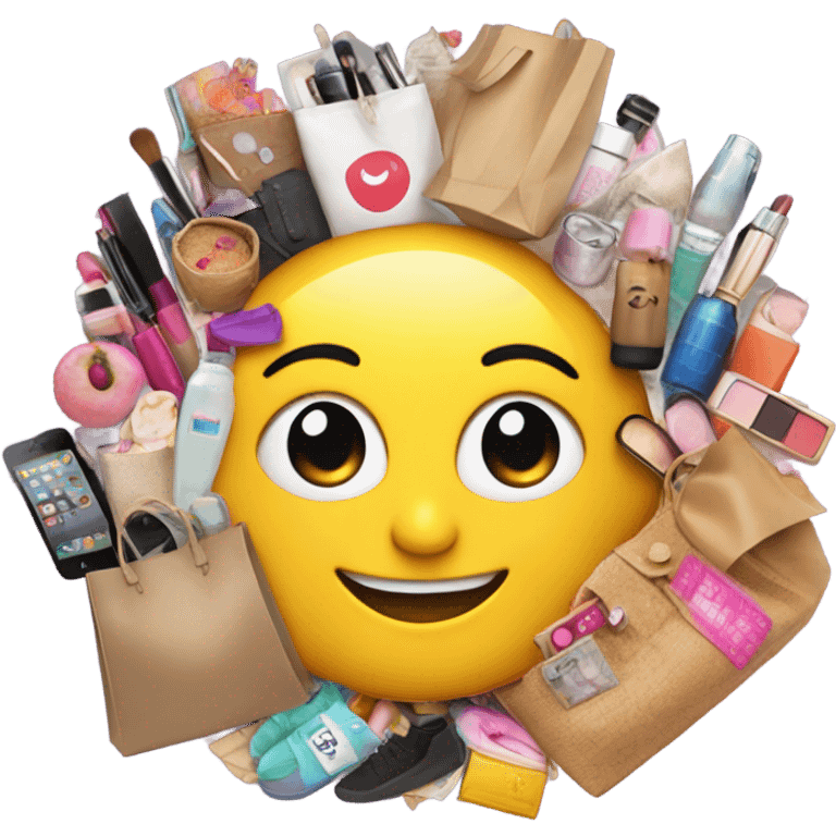 brain happy shopping makeup purses  clothes footwear food   emoji