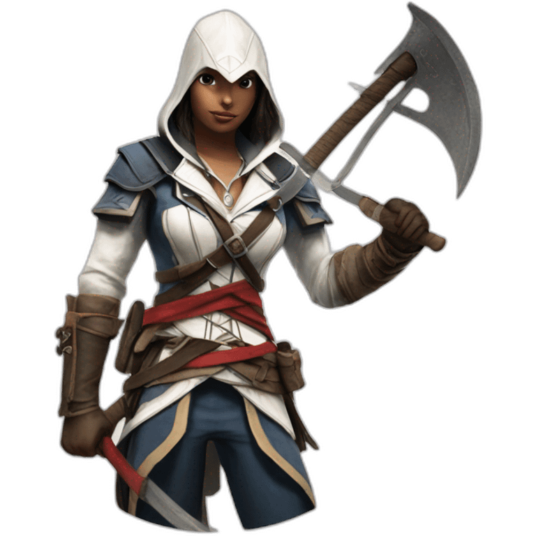 Connor's avatar with her ax in Assassin's Creed 3 emoji