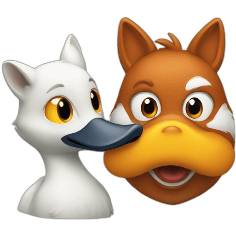 a duck and a fox emoji