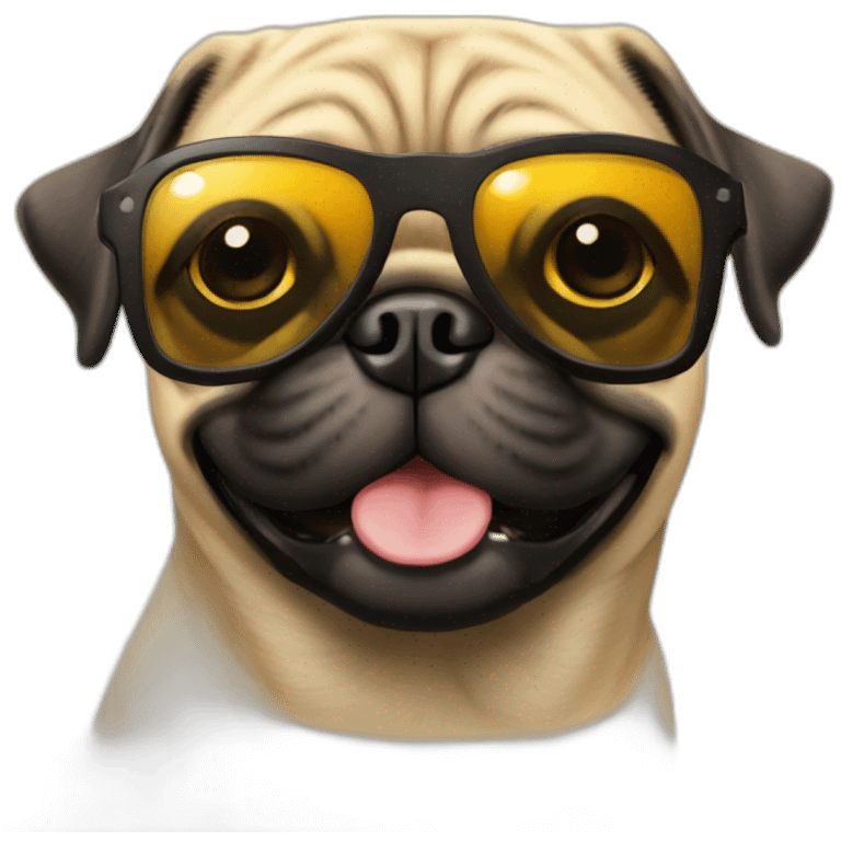 Pug in a beach smiling with sun glasses  emoji