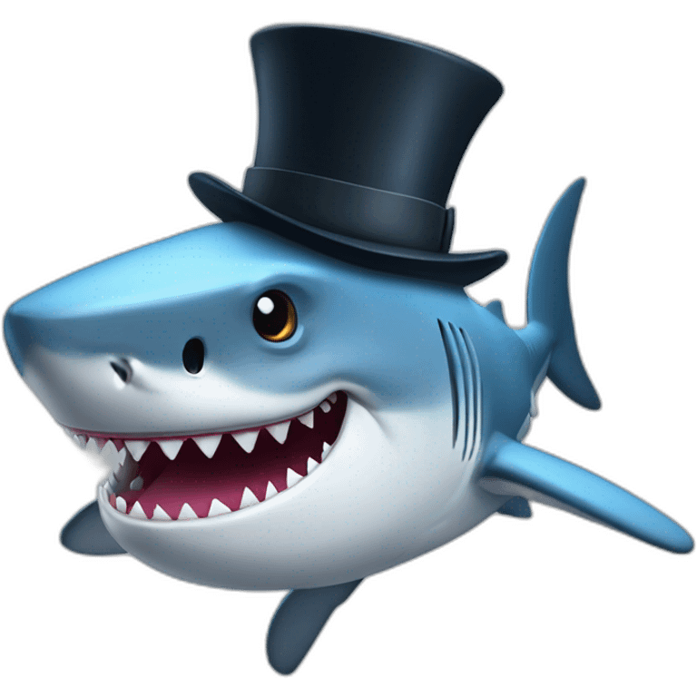 Shark with a top hat emoji