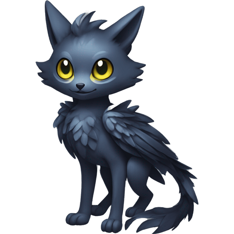 Cute cool shiny fantasy dark-shadow-themed animal hybrid Fakemon full body emoji