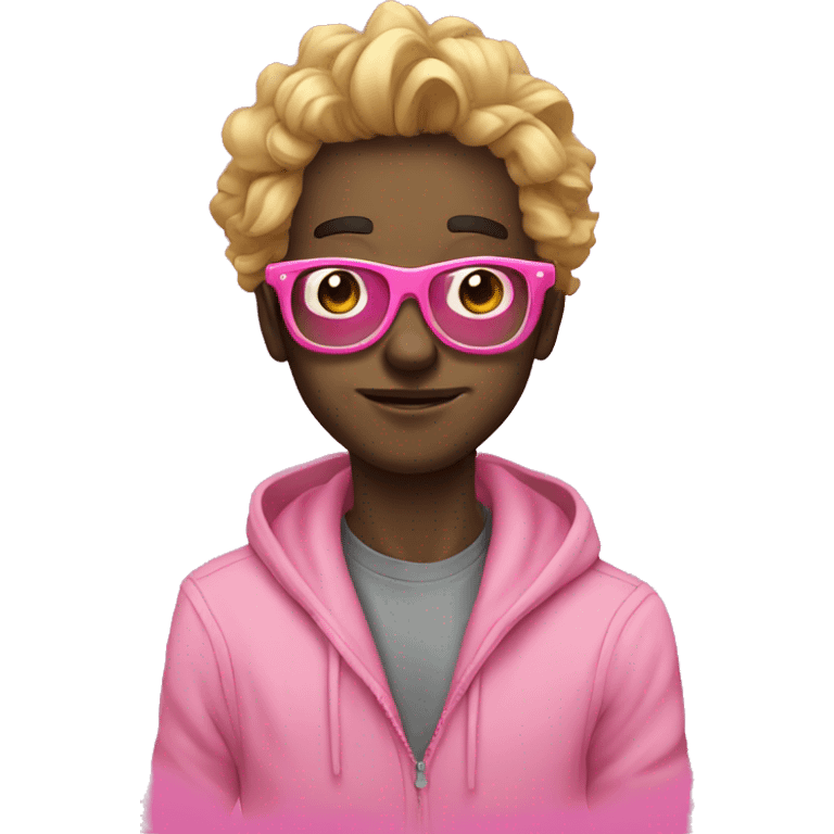 crazy graphic designer in anime style with pink glasses emoji