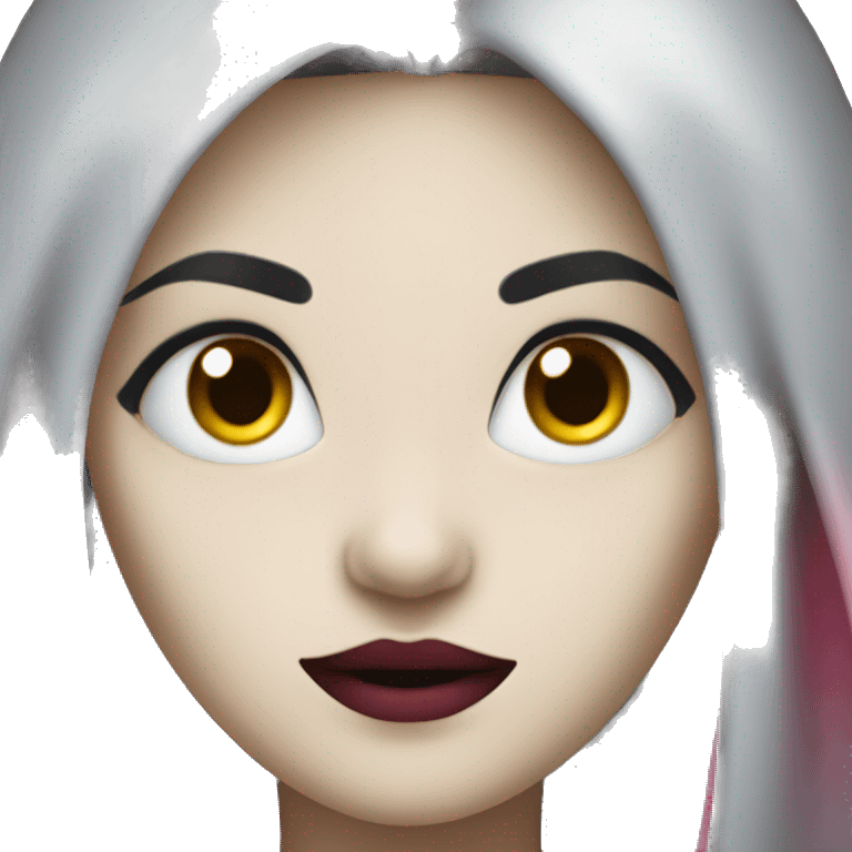 Female vampire with black and pink hair and white skin emoji