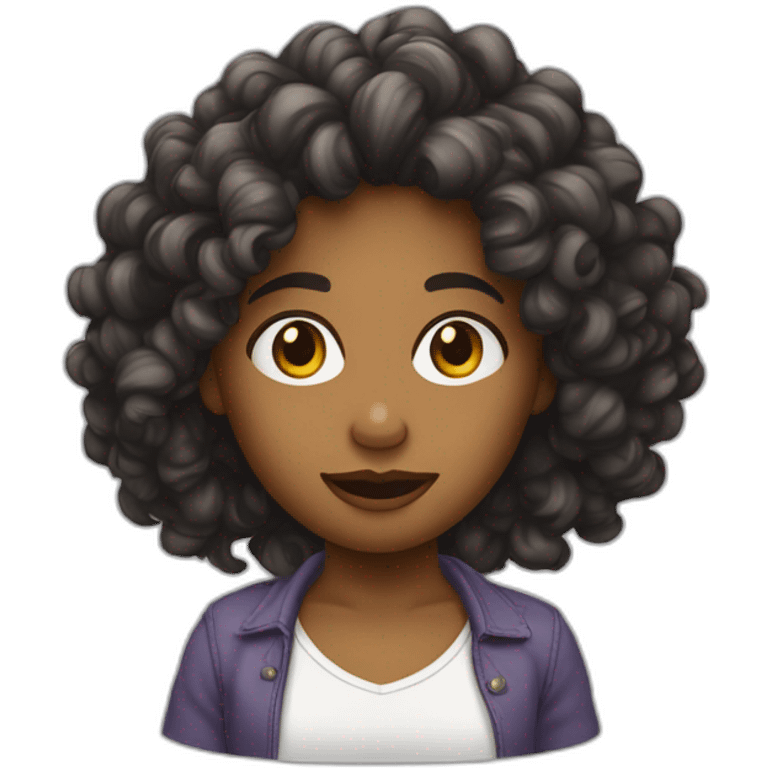 Fille métisse cheveux bouclés emoji