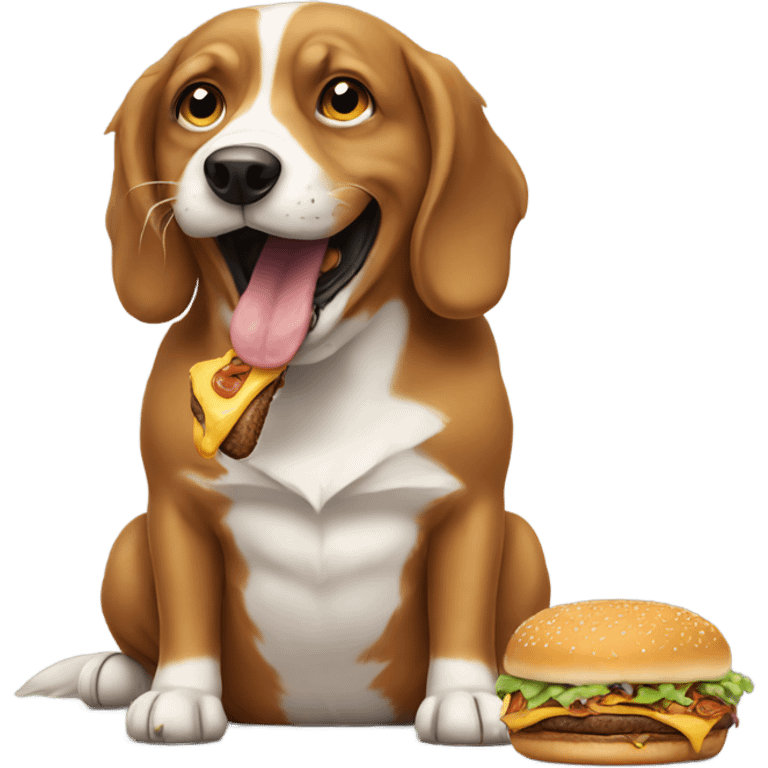 Dog eating a burger emoji