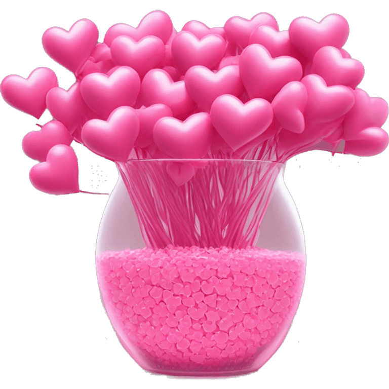 10000000 huge pink hearts on stems in a clear glass vase emoji