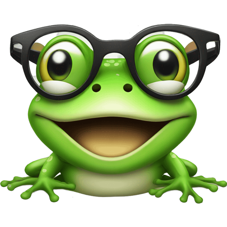 a smiling cool frog with glasses  emoji