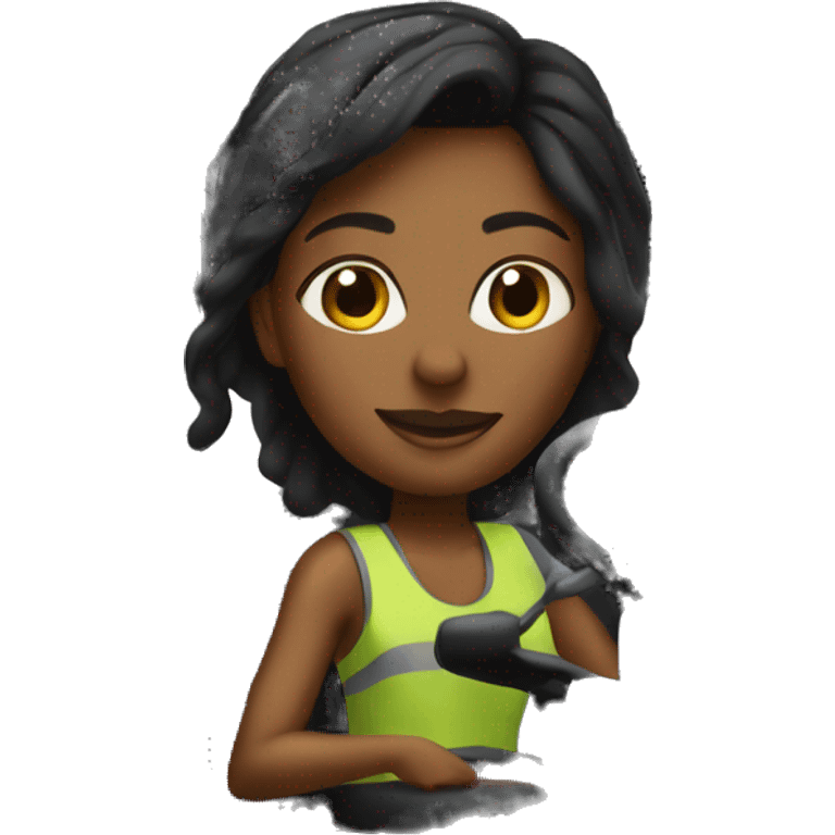 Black female driving semi truck  emoji