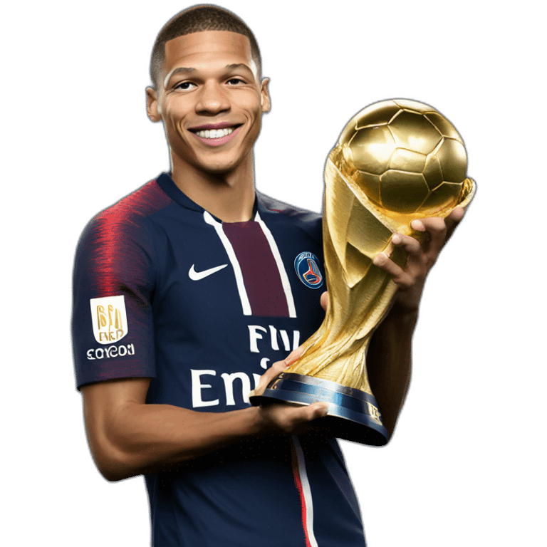 Mbappé holding champions league that he won with psg emoji