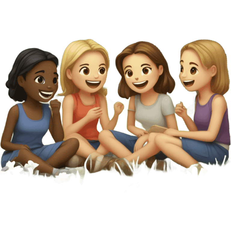 girls enjoying nature together emoji