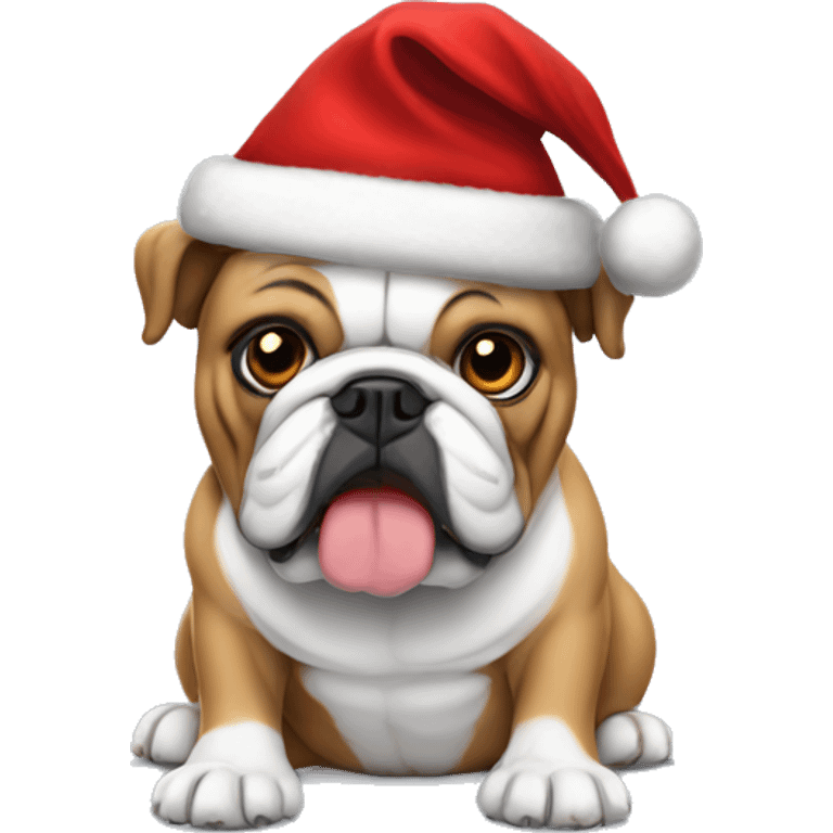 english bulldog with christmas hat emoji