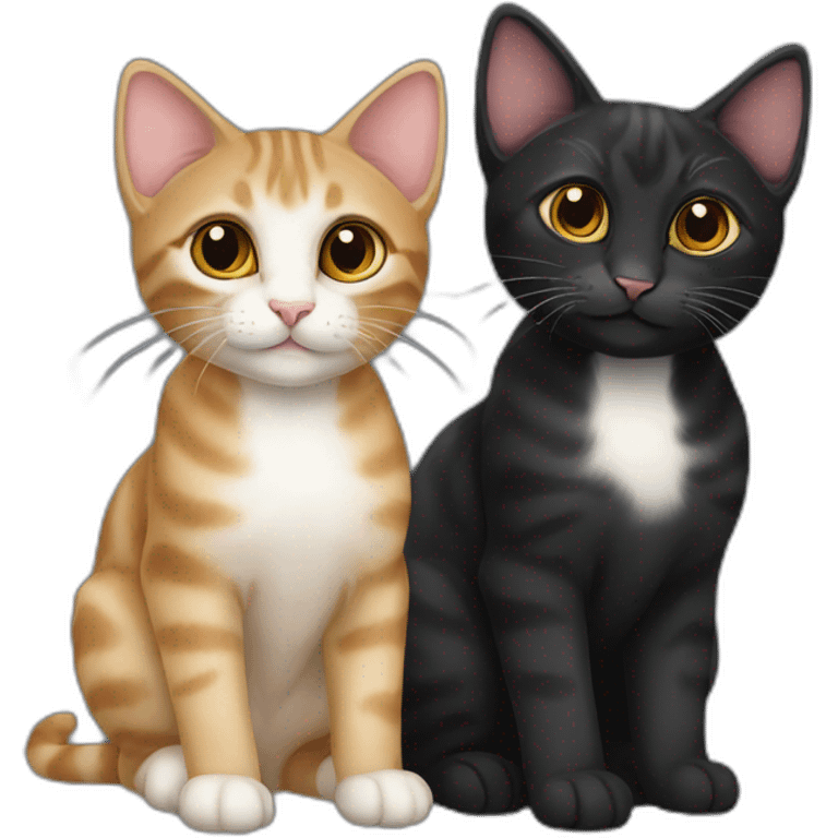 two-cats-bengali-cat-cat-black-kitten-together emoji