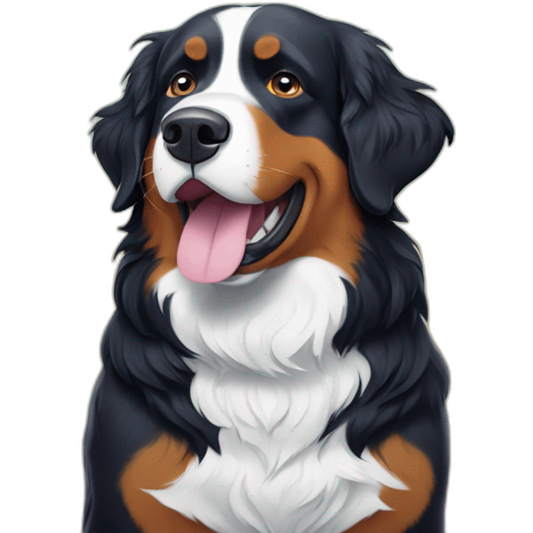 bernese mountain dog singing karaoke under snowflakes emoji