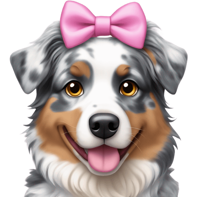 Blue Merle Aussie with pink bow emoji