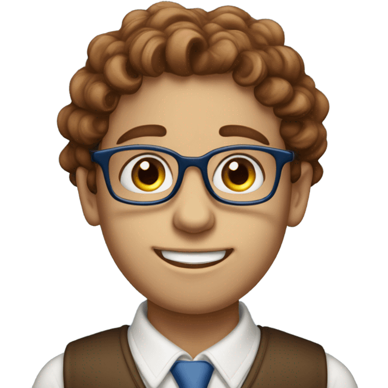 Chesnut hair blue eyes studious Jewish boy with glasses  emoji