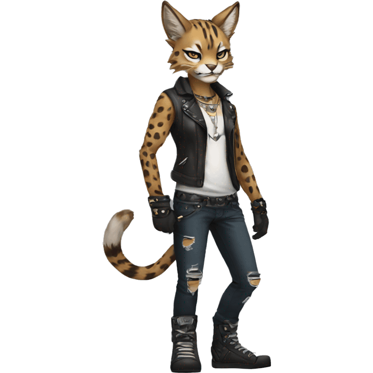 Anthro Punk Bobcat Full body emoji