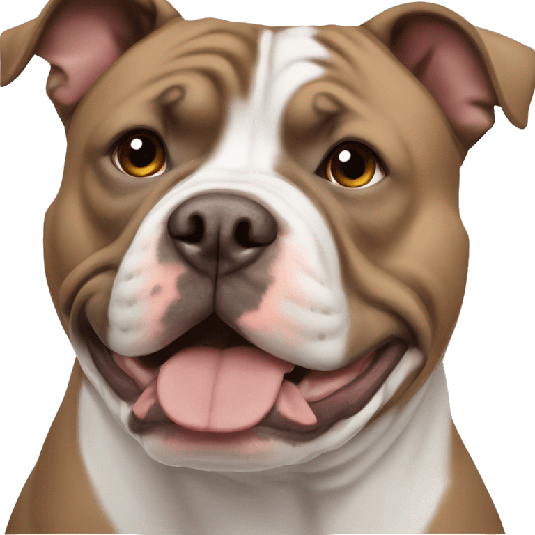 Female american bully with brown coat with a vertical white  emoji