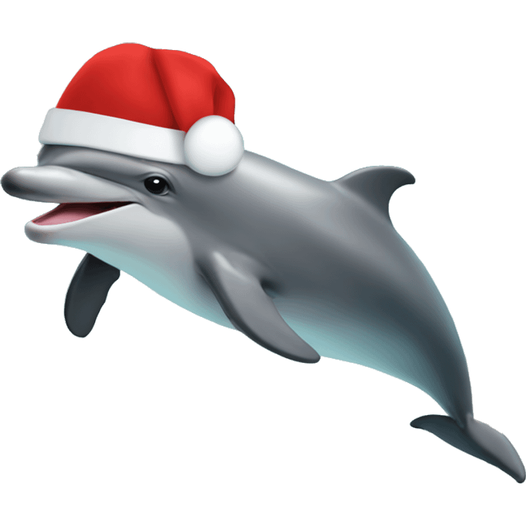 Dolphin swimming in a pool with red hat  emoji