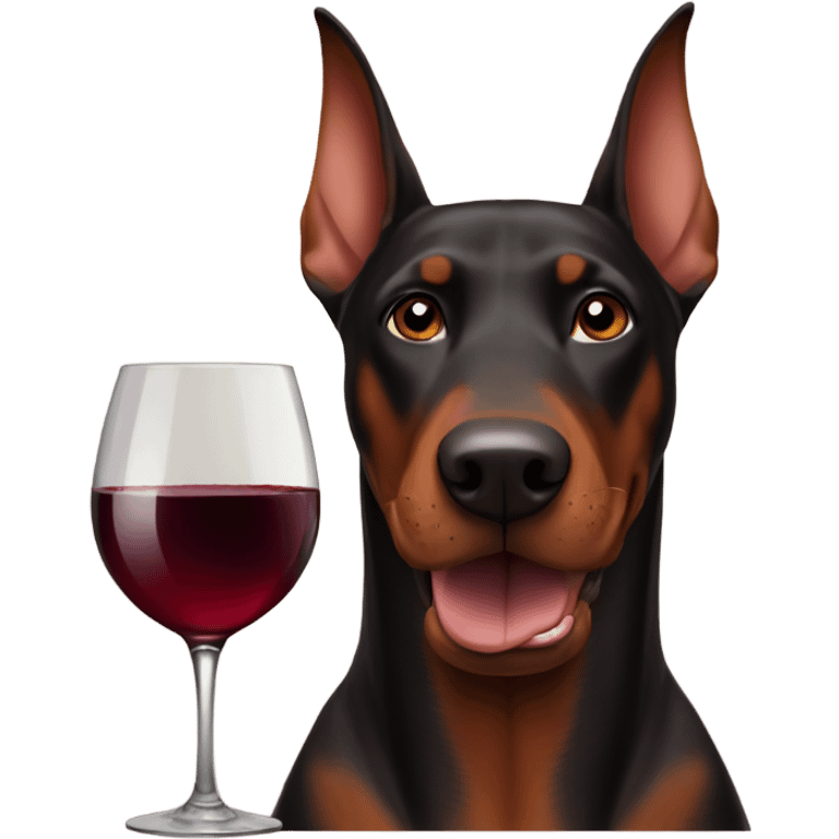 Red wine and doberman emoji