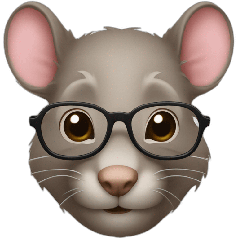 Un rat avec des lunettes et avec des cheveux bruns emoji