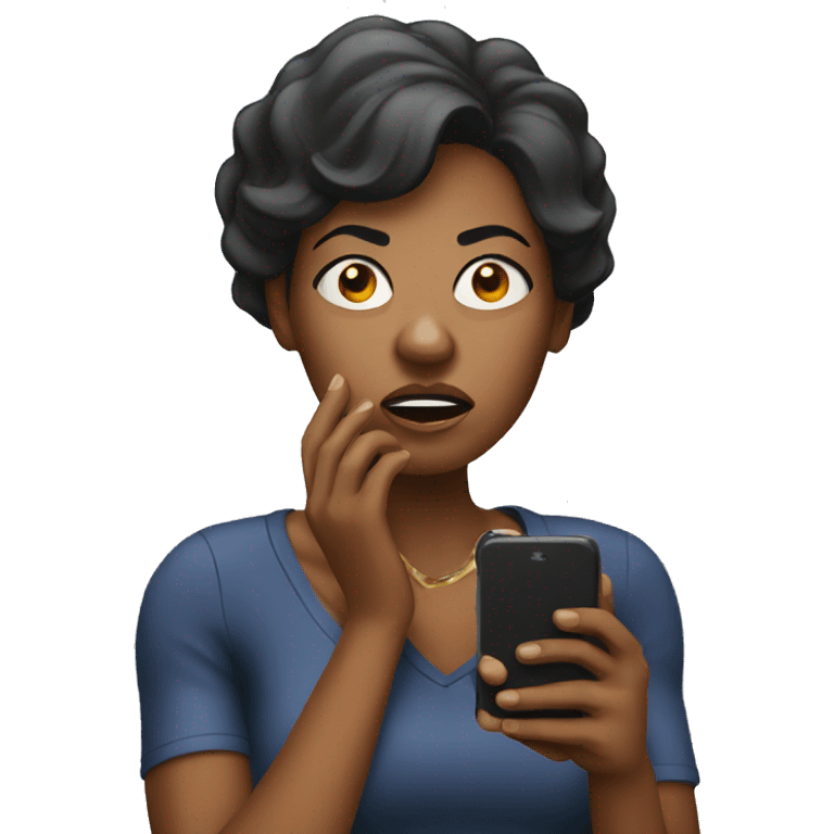 Black angry Woman talking on cell phone emoji