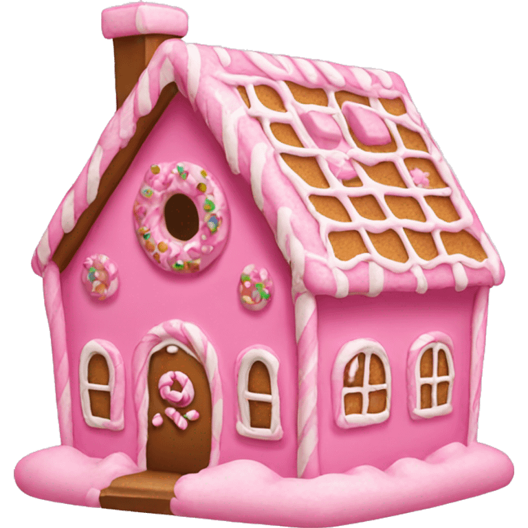 Pink gingerbread house emoji