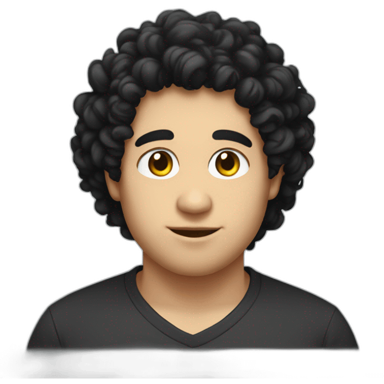 tech bro curly black hair chubby face emoji