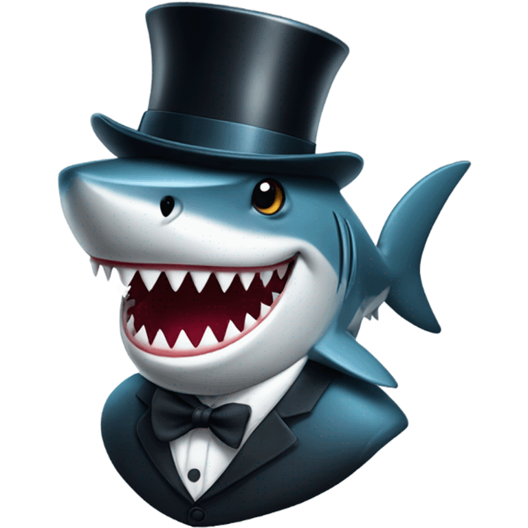 Shark with a top hat emoji