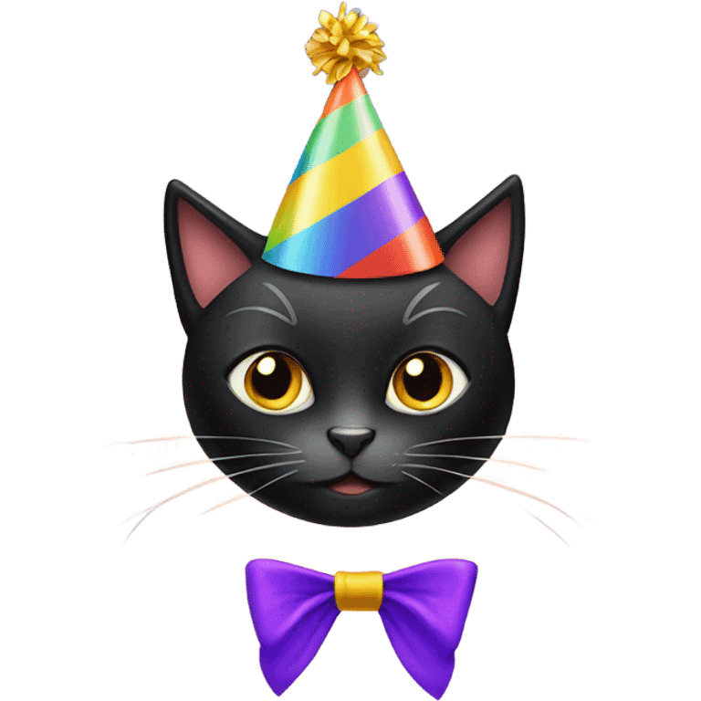 Black cat with birthday hat emoji