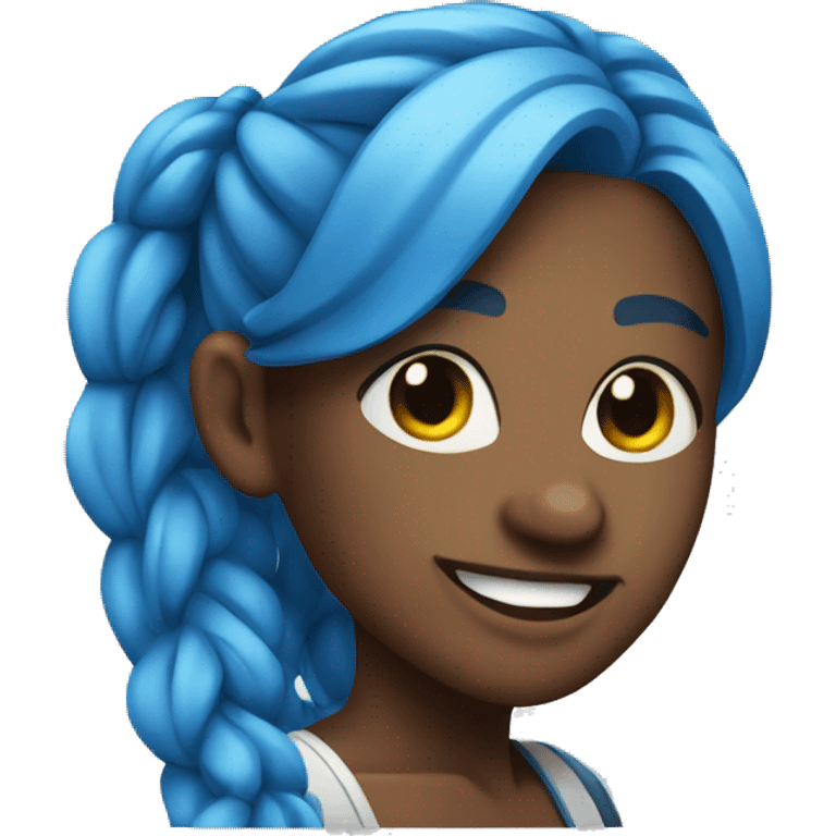 a singer with bright blue long hair in pigtails  emoji