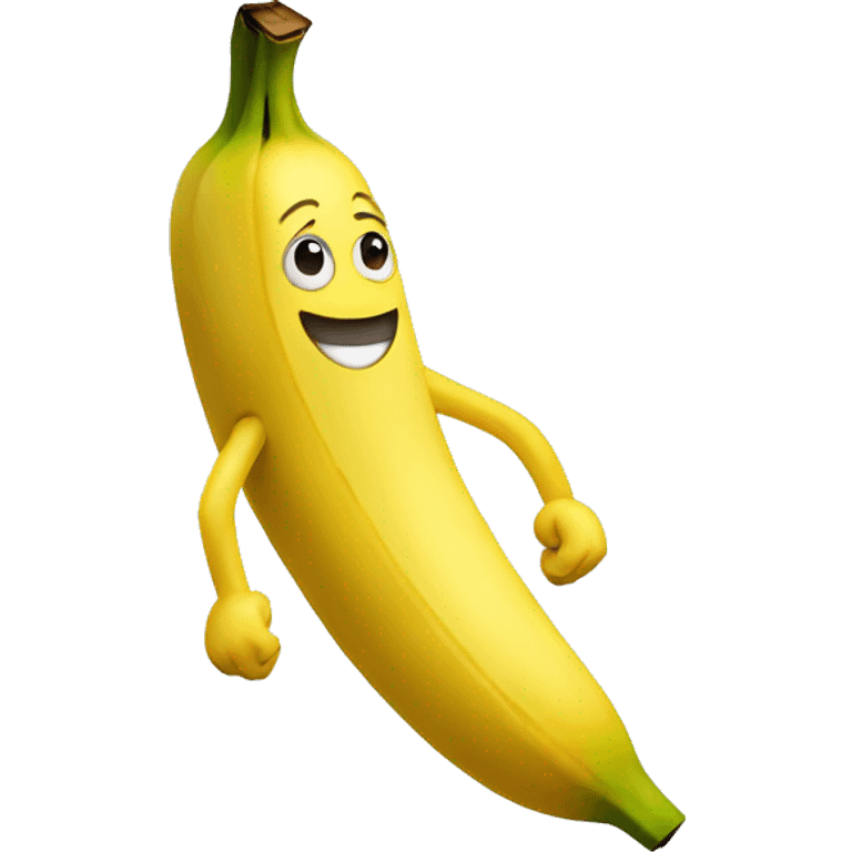 A banana with legs and a smile emoji