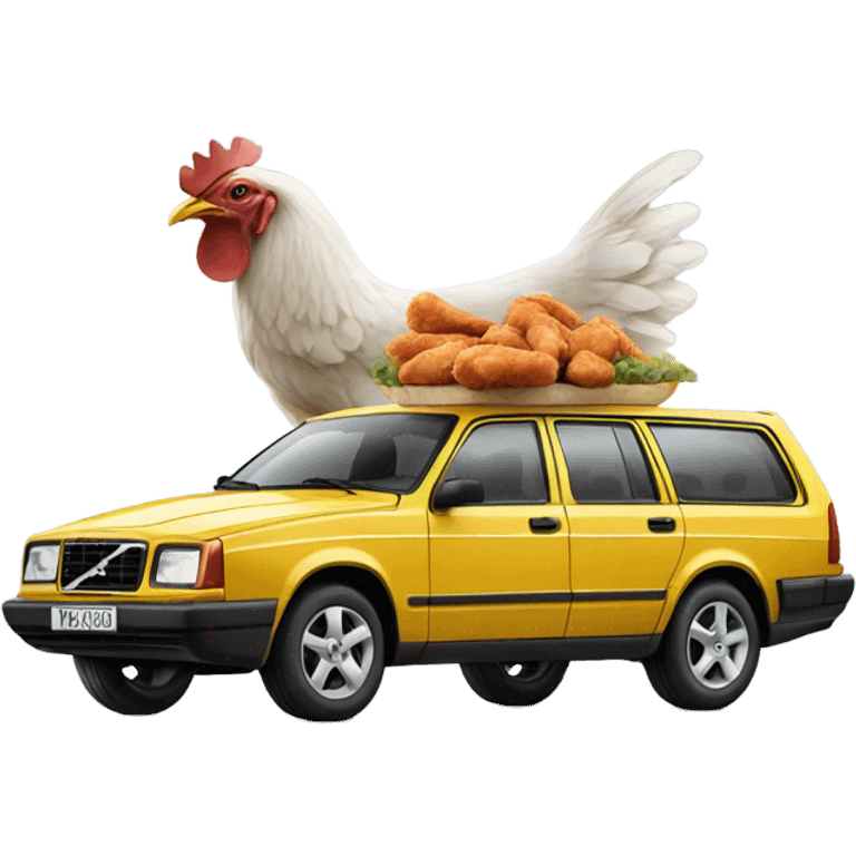 a volvo wagon with chicken wings  emoji