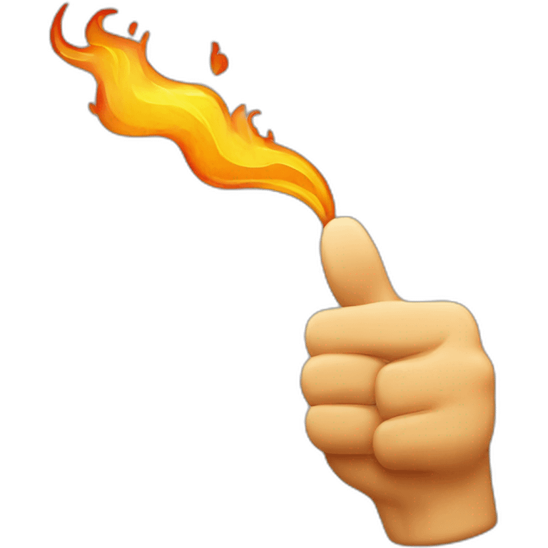 The raised thumb up with fire all around emoji