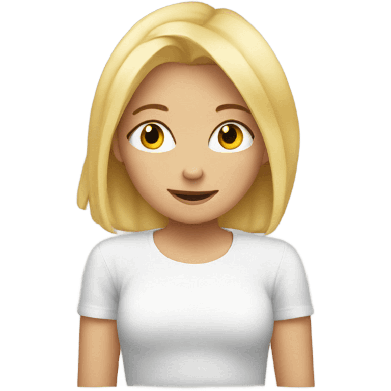 blonde girl hiding behind hands emoji