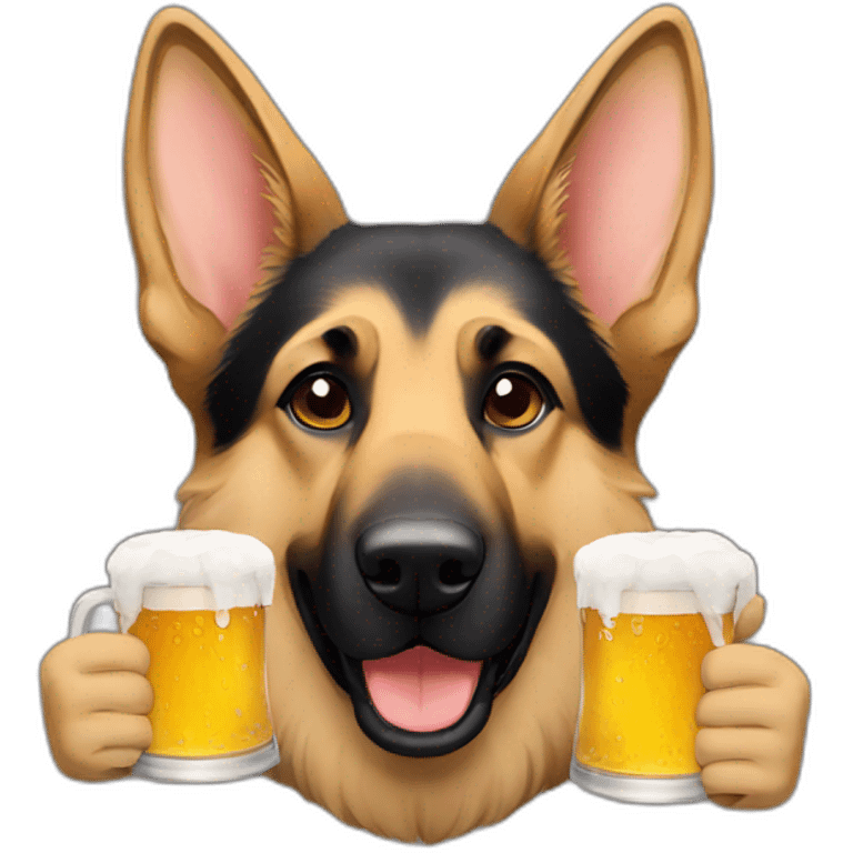 German shepherd drinking beer emoji