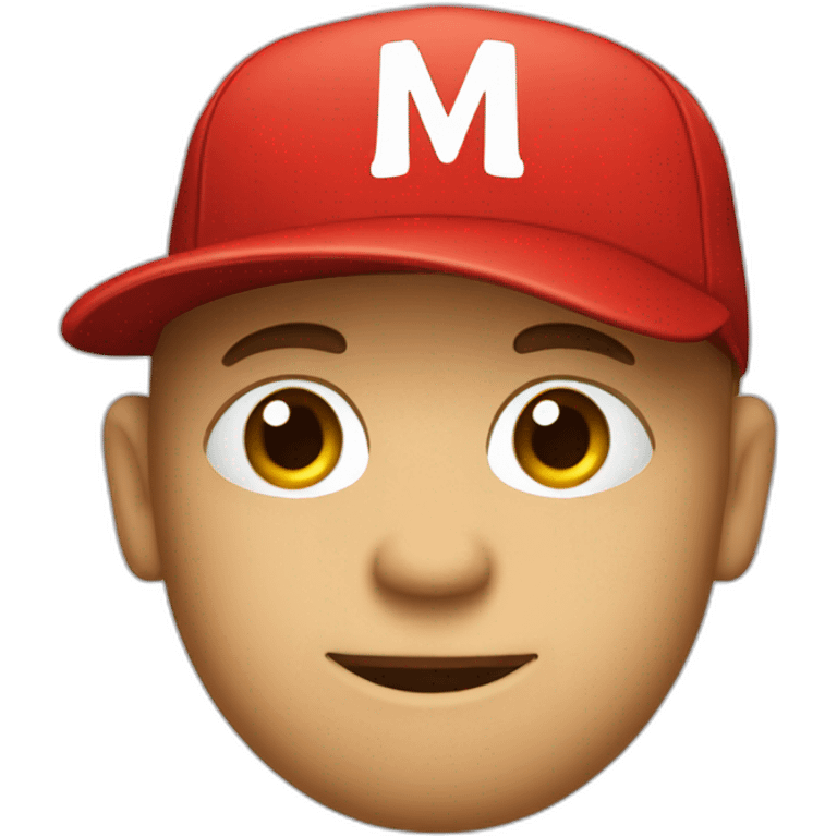 Red letter M with a cap emoji