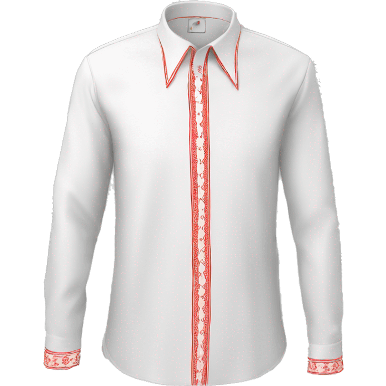 Shirt 👚 vyshyvanka, white with red embodiary emoji