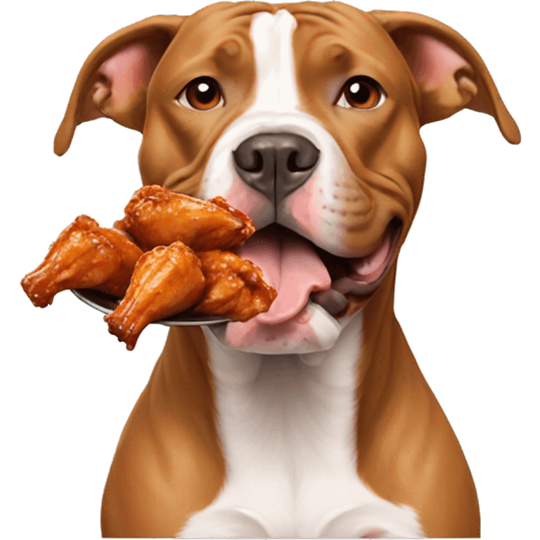 Pitbull eating chicken wings emoji