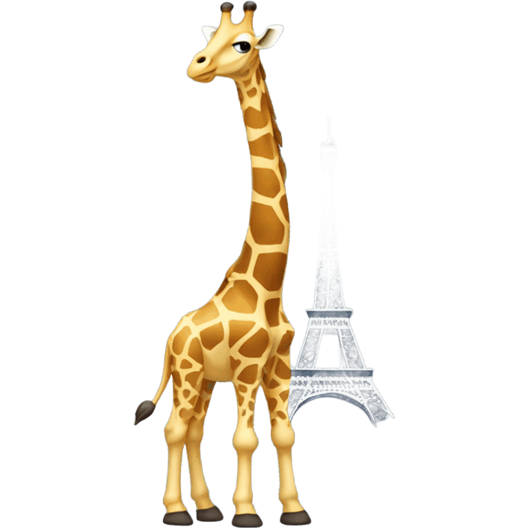 Giraffe standing in front of Eiffel Tower  emoji