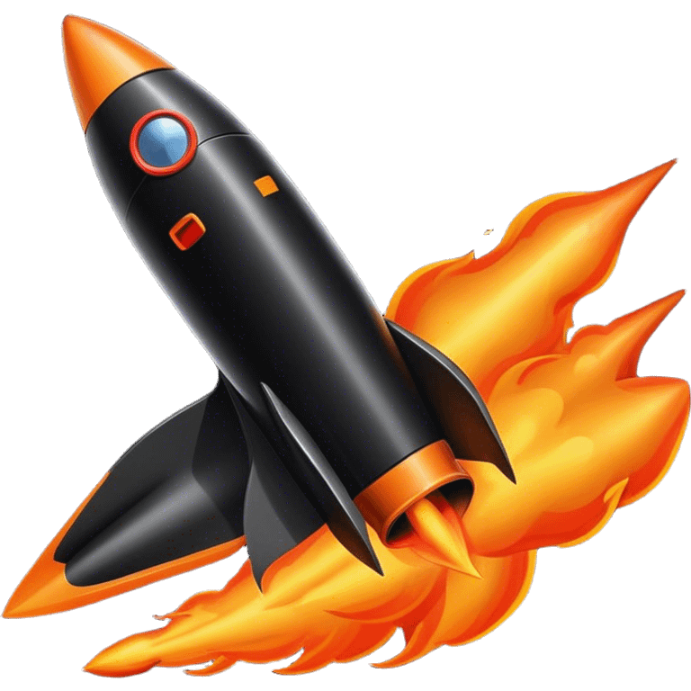 driving fine black rocket with fire color france emoji