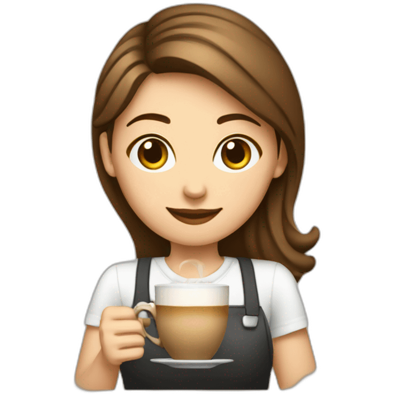 A female barista pouring latte art emoji