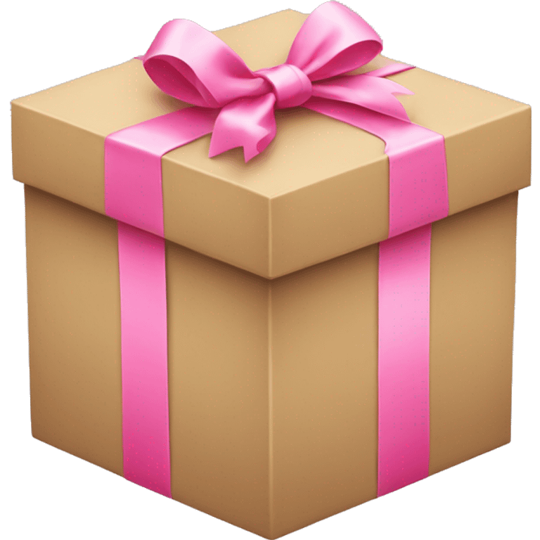 Beige gift box with pink bow emoji