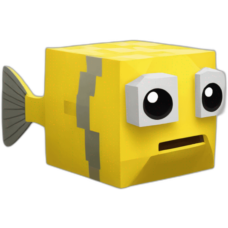 cube yellow fugu fish in minecraft style full size emoji