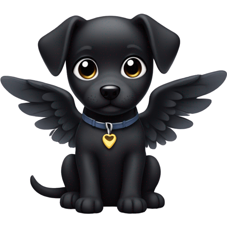 little black puppy with wings emoji