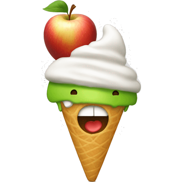 apple with a hat in it eating ice cream emoji