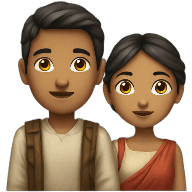 Boy and Girl in old culture emoji