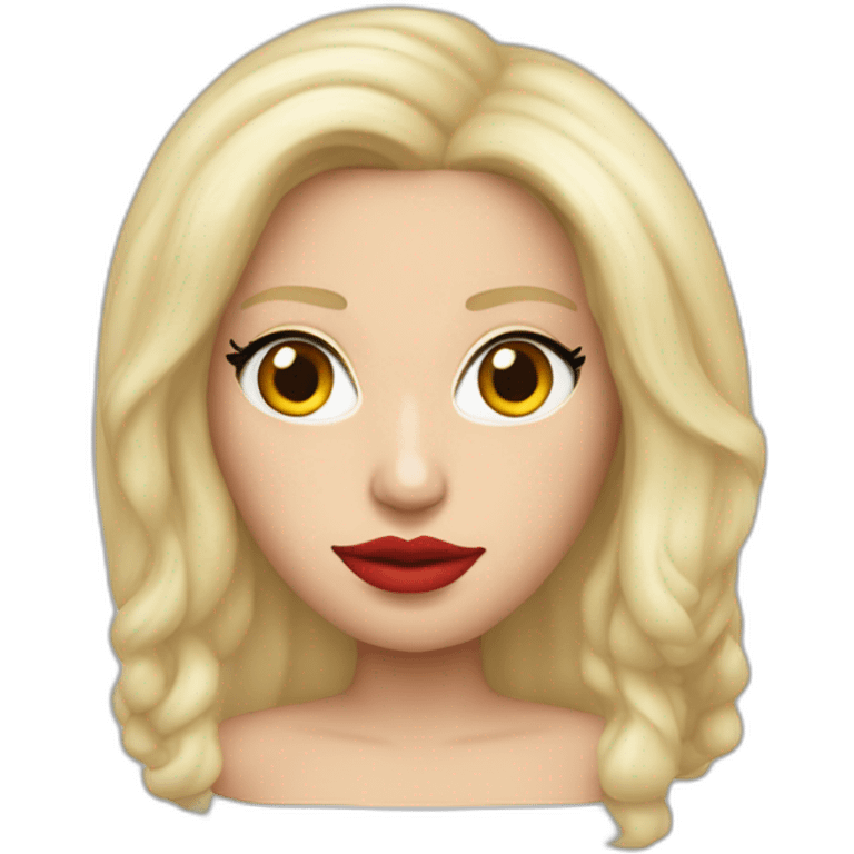 Lady gaga avec les cheveux blond et longs et un rouge à lèvre rouge  emoji