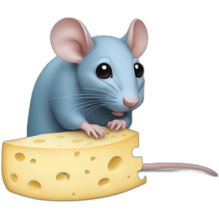 Rat bleu qui mange du fromage emoji